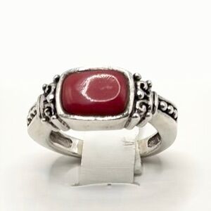 925 Sterling Silver and Red Coral ring Size 5